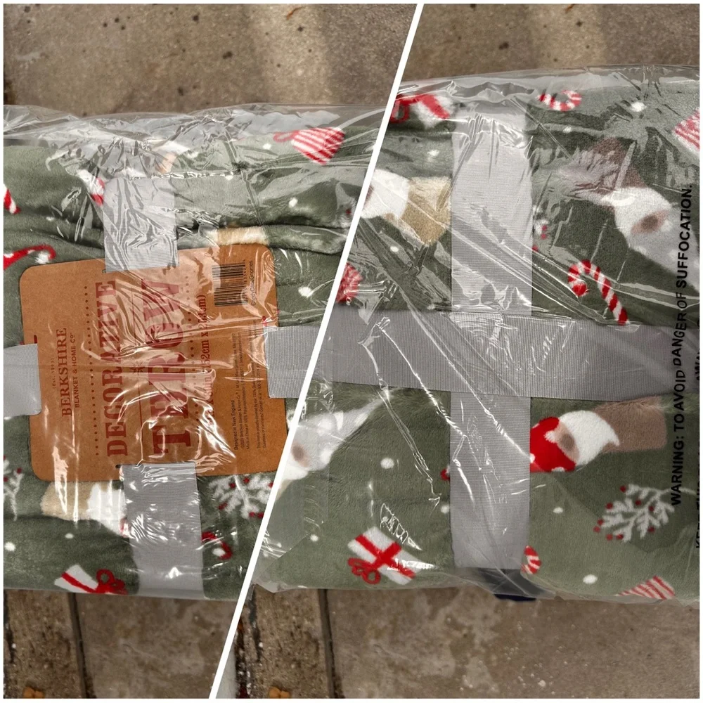 Berkshire Festive Green and Red Throw Blanket (60”x 80”) - Gnomes!